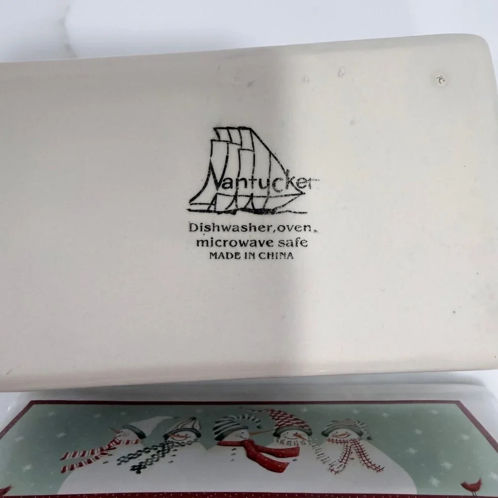 Nantucket Set of 3 Ceramic Mini Bread Loaf Pans SANTA Snowmen Holly Holiday 5x3